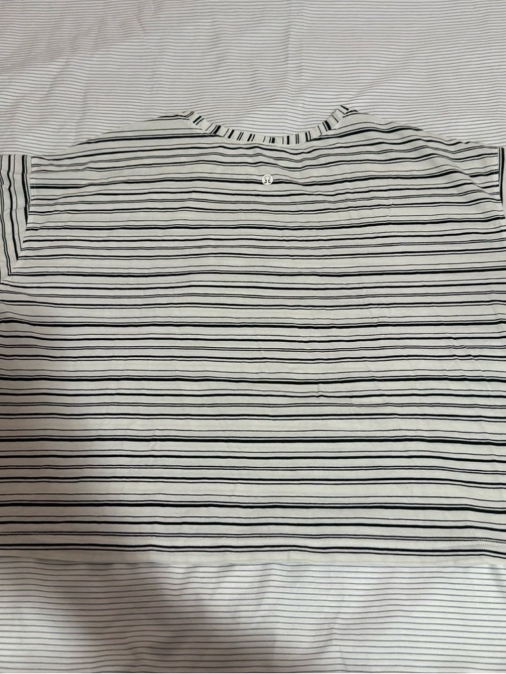 lululemon athletica White and Black Striped Short Sleeve Tee